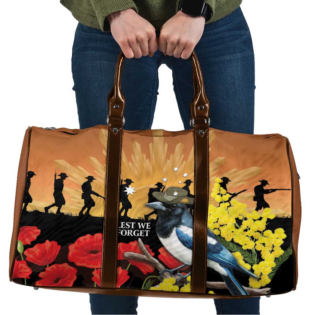 Australia Magpie ANZAC Day Travel Bag Rising Sun 25th April Poppy Golden Wattle - Aussie Hoodie
