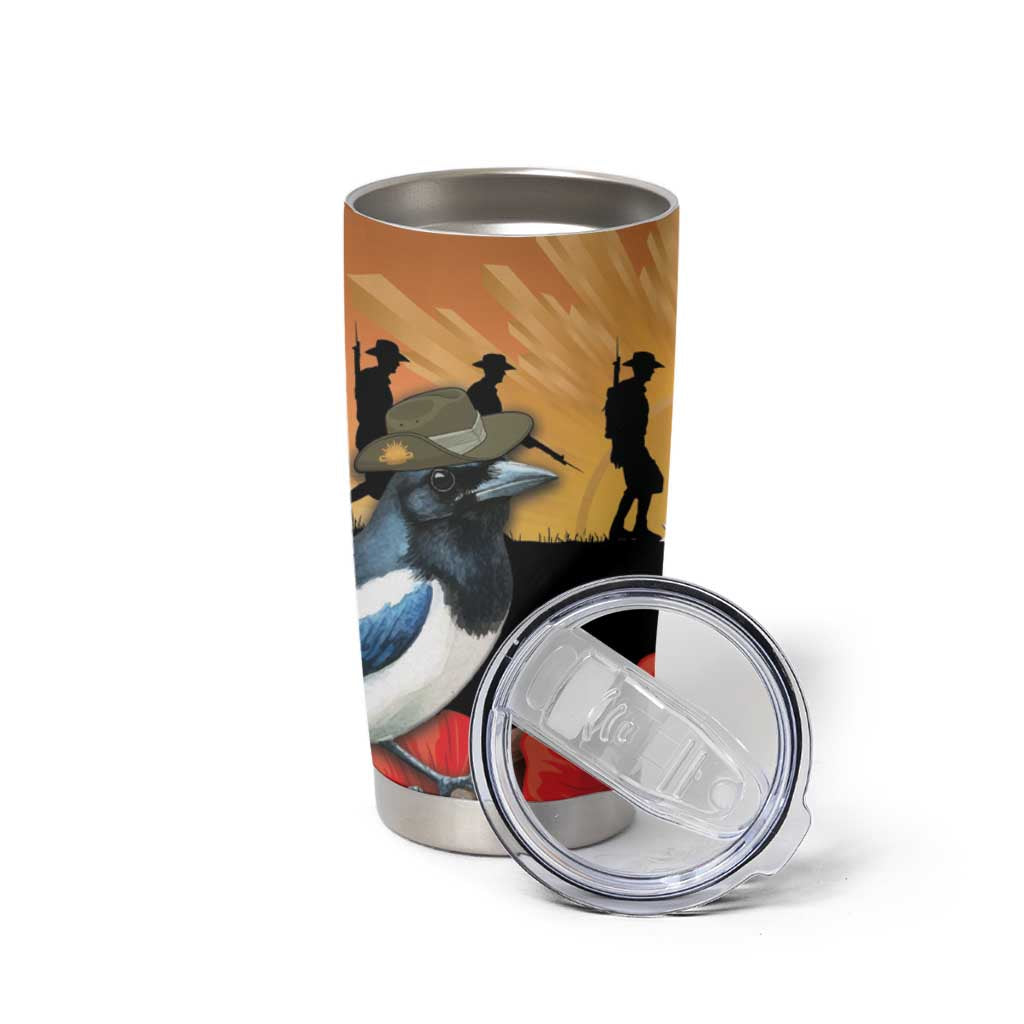 Australia Magpie ANZAC Day Tumbler Cup Rising Sun 25th April Poppy Golden Wattle - Aussie Hoodie