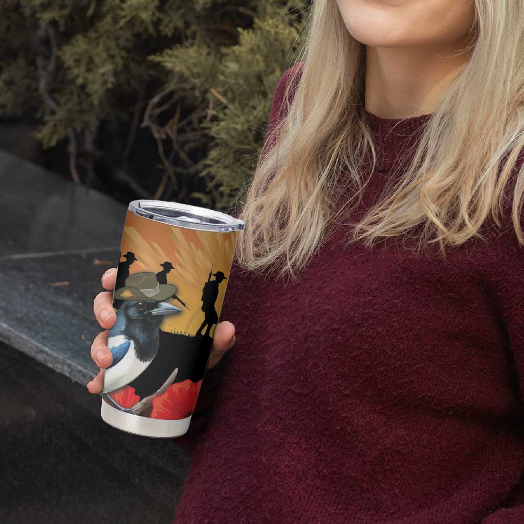 Australia Magpie ANZAC Day Tumbler Cup Rising Sun 25th April Poppy Golden Wattle - Aussie Hoodie