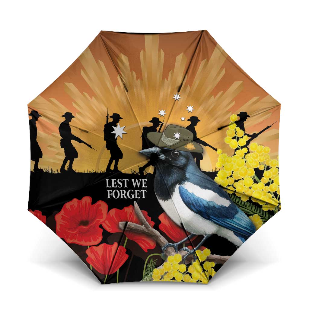 Australia Magpie ANZAC Day Umbrella Rising Sun 25th April Poppy Golden Wattle - Aussie Hoodie