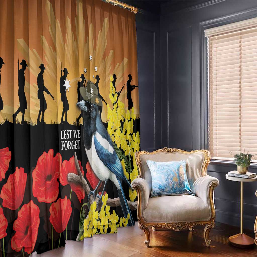 Australia Magpie ANZAC Day Window Curtain Rising Sun 25th April Poppy Golden Wattle - Aussie Hoodie