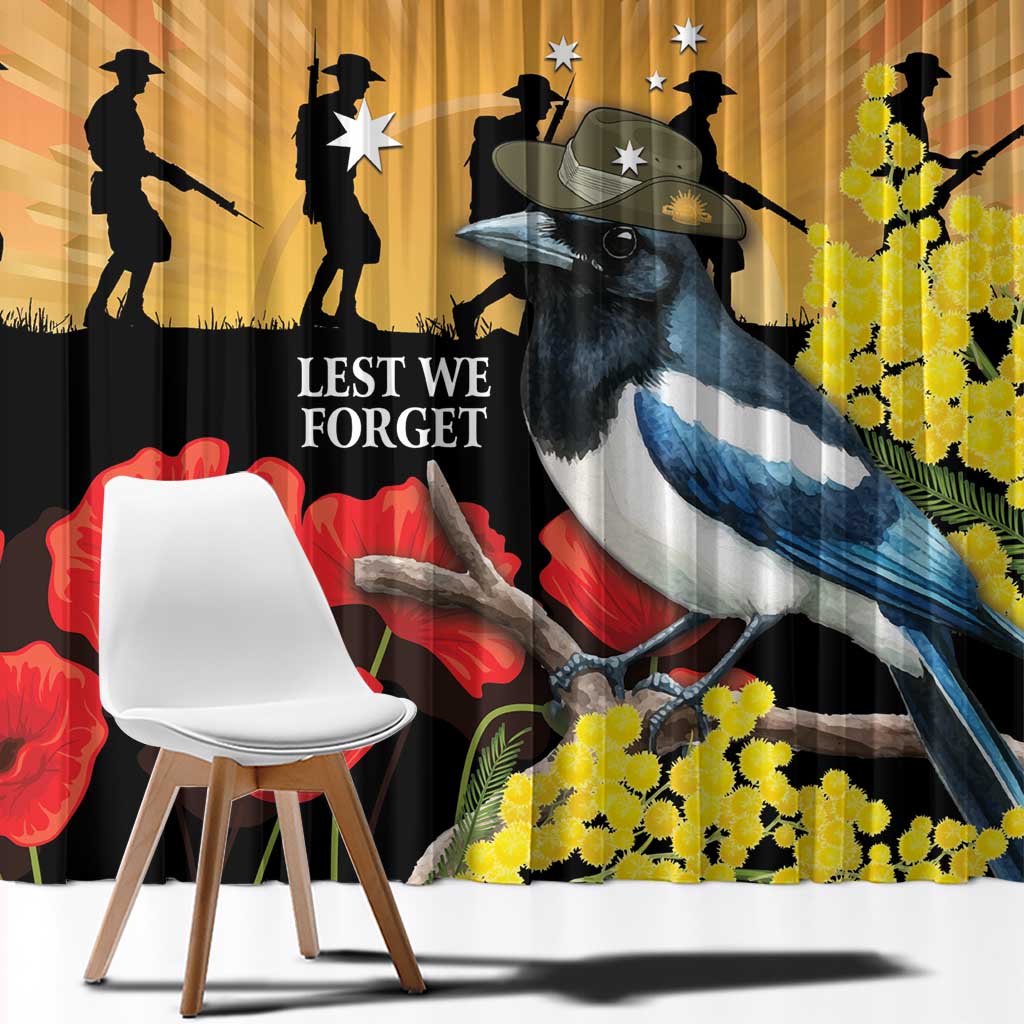 Australia Magpie ANZAC Day Window Curtain Rising Sun 25th April Poppy Golden Wattle - Aussie Hoodie