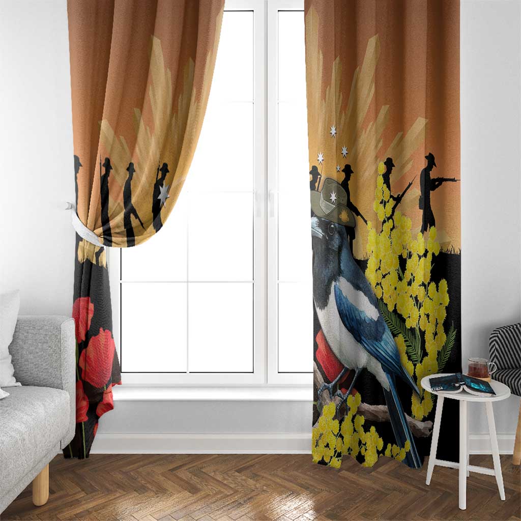 Australia Magpie ANZAC Day Window Curtain Rising Sun 25th April Poppy Golden Wattle - Aussie Hoodie