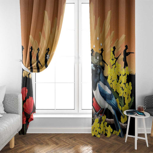 Australia Magpie ANZAC Day Window Curtain Rising Sun 25th April Poppy Golden Wattle - Aussie Hoodie