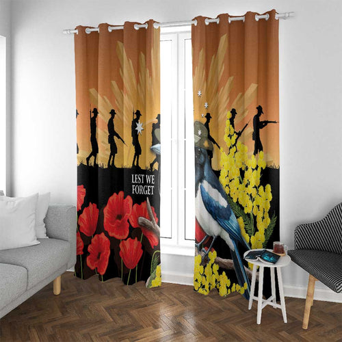 Australia Magpie ANZAC Day Window Curtain Rising Sun 25th April Poppy Golden Wattle - Aussie Hoodie