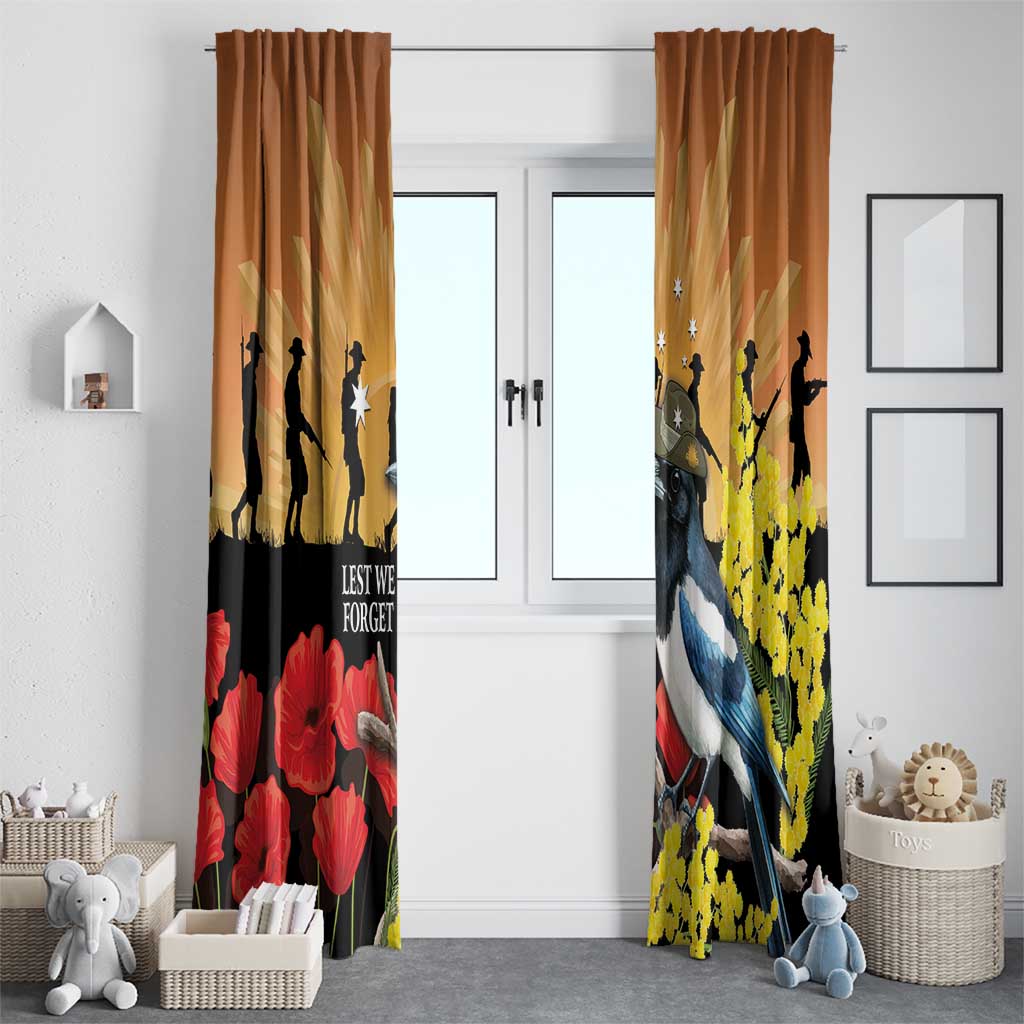 Australia Magpie ANZAC Day Window Curtain Rising Sun 25th April Poppy Golden Wattle - Aussie Hoodie