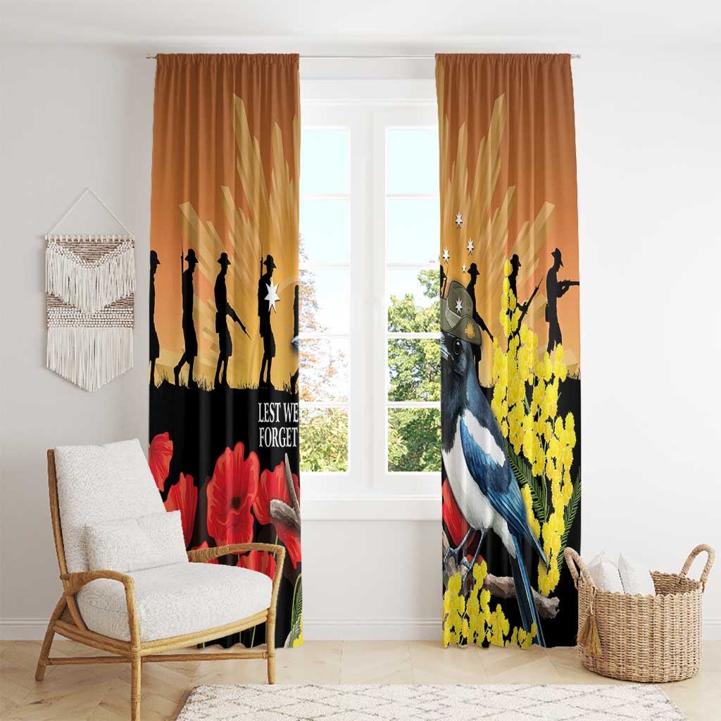 Australia Magpie ANZAC Day Window Curtain Rising Sun 25th April Poppy Golden Wattle - Aussie Hoodie
