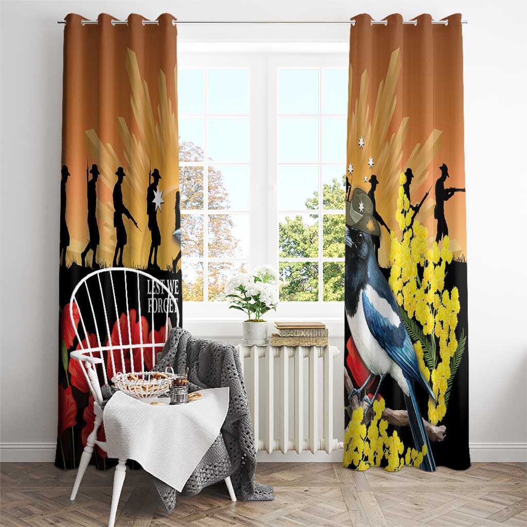 Australia Magpie ANZAC Day Window Curtain Rising Sun 25th April Poppy Golden Wattle - Aussie Hoodie