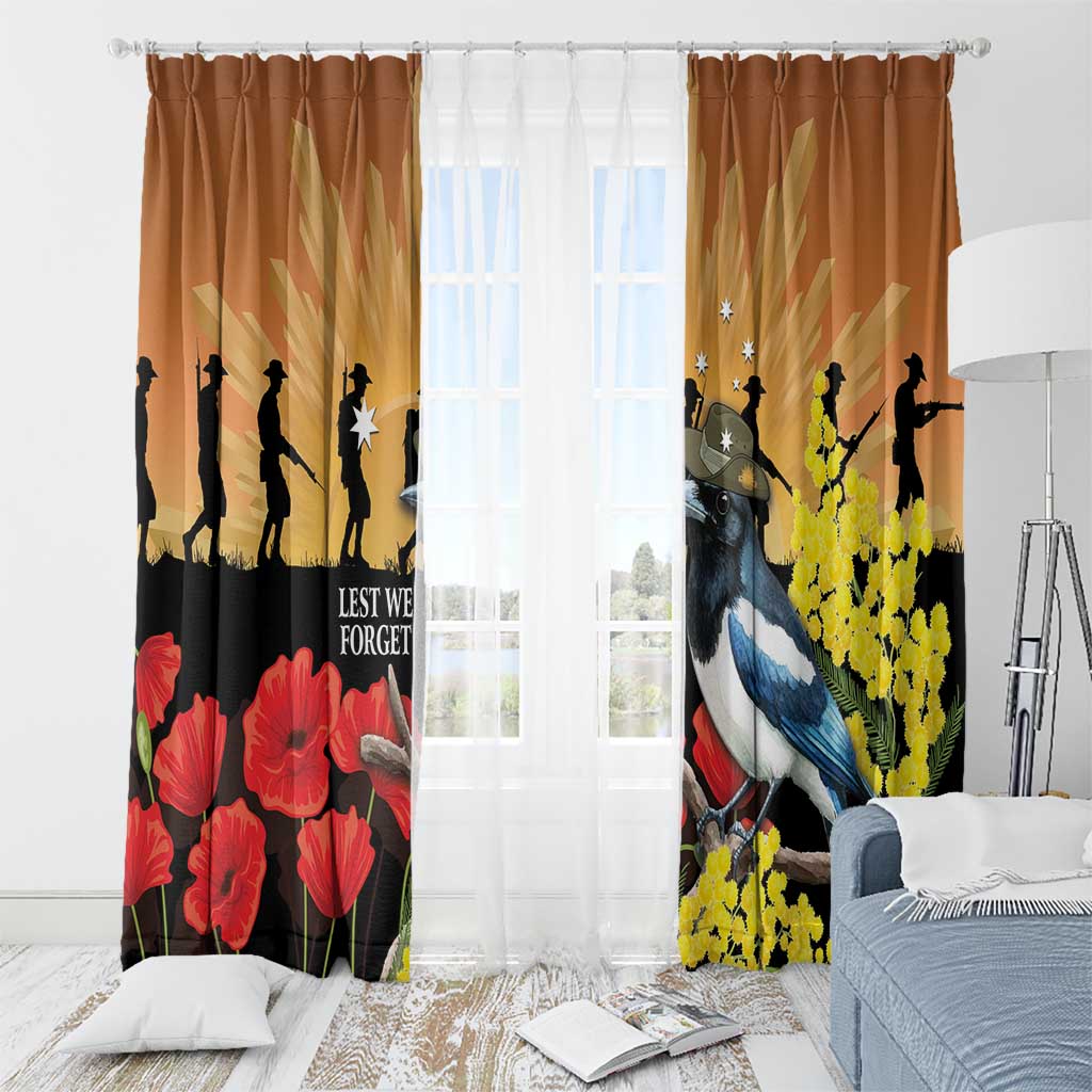 Australia Magpie ANZAC Day Window Curtain Rising Sun 25th April Poppy Golden Wattle - Aussie Hoodie