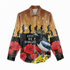 Australia Magpie ANZAC Day Women Casual Shirt Rising Sun 25th April Poppy Golden Wattle - Aussie Hoodie