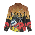 Australia Magpie ANZAC Day Women Casual Shirt Rising Sun 25th April Poppy Golden Wattle - Aussie Hoodie