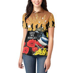 Australia Magpie ANZAC Day Women Polo Shirt Rising Sun 25th April Poppy Golden Wattle - Aussie Hoodie