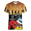 Australia Magpie ANZAC Day Women V-Neck T-Shirt Rising Sun 25th April Poppy Golden Wattle - Aussie Hoodie