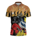 Australia Magpie ANZAC Day Zipper Polo Shirt Rising Sun 25th April Poppy Golden Wattle - Aussie Hoodie