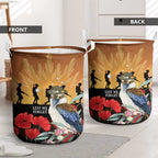 Australia Kookaburra ANZAC Day Laundry Basket Rising Sun 25th April Poppy Eucalyptus Blossoms - Aussie Hoodie