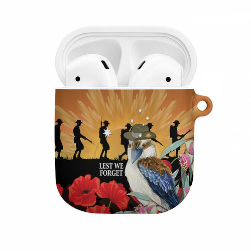 Australia Kookaburra ANZAC Day AirPods Case Rising Sun 25th April Poppy Eucalyptus Blossoms - Aussie Hoodie