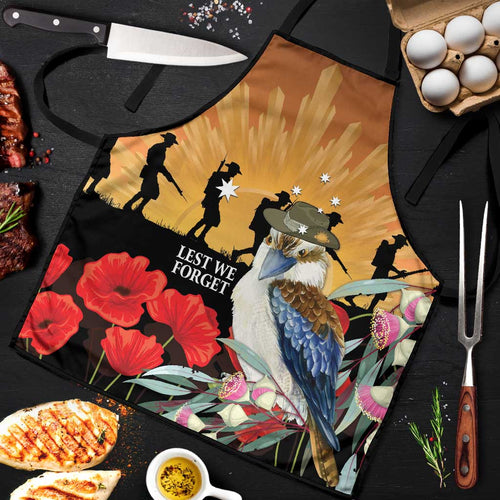 Australia Kookaburra ANZAC Day Apron Rising Sun 25th April Poppy Eucalyptus Blossoms - Aussie Hoodie