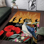 Australia Kookaburra ANZAC Day Area Rug Rising Sun 25th April Poppy Eucalyptus Blossoms - Aussie Hoodie
