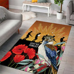 Australia Kookaburra ANZAC Day Area Rug Rising Sun 25th April Poppy Eucalyptus Blossoms - Aussie Hoodie