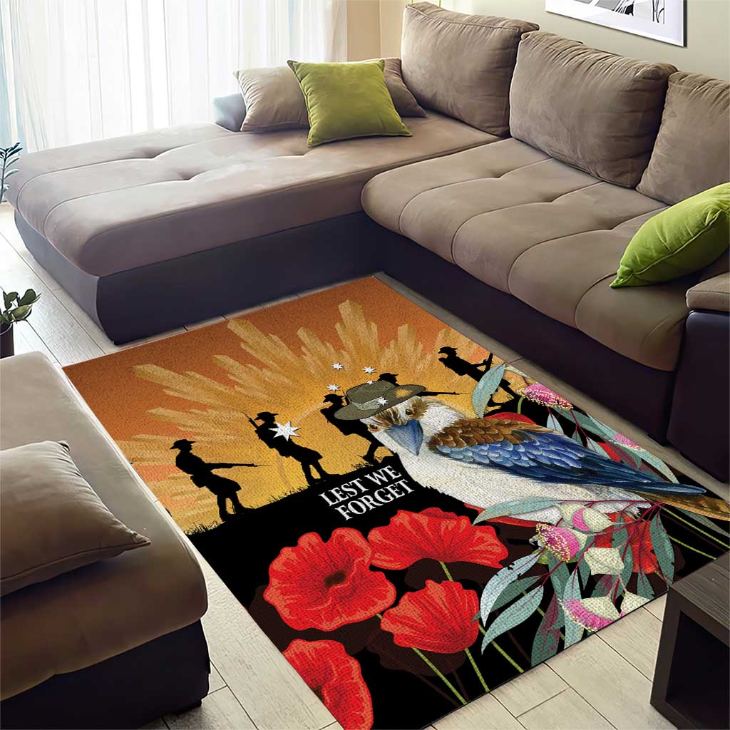 Australia Kookaburra ANZAC Day Area Rug Rising Sun 25th April Poppy Eucalyptus Blossoms - Aussie Hoodie