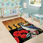 Australia Kookaburra ANZAC Day Area Rug Rising Sun 25th April Poppy Eucalyptus Blossoms - Aussie Hoodie