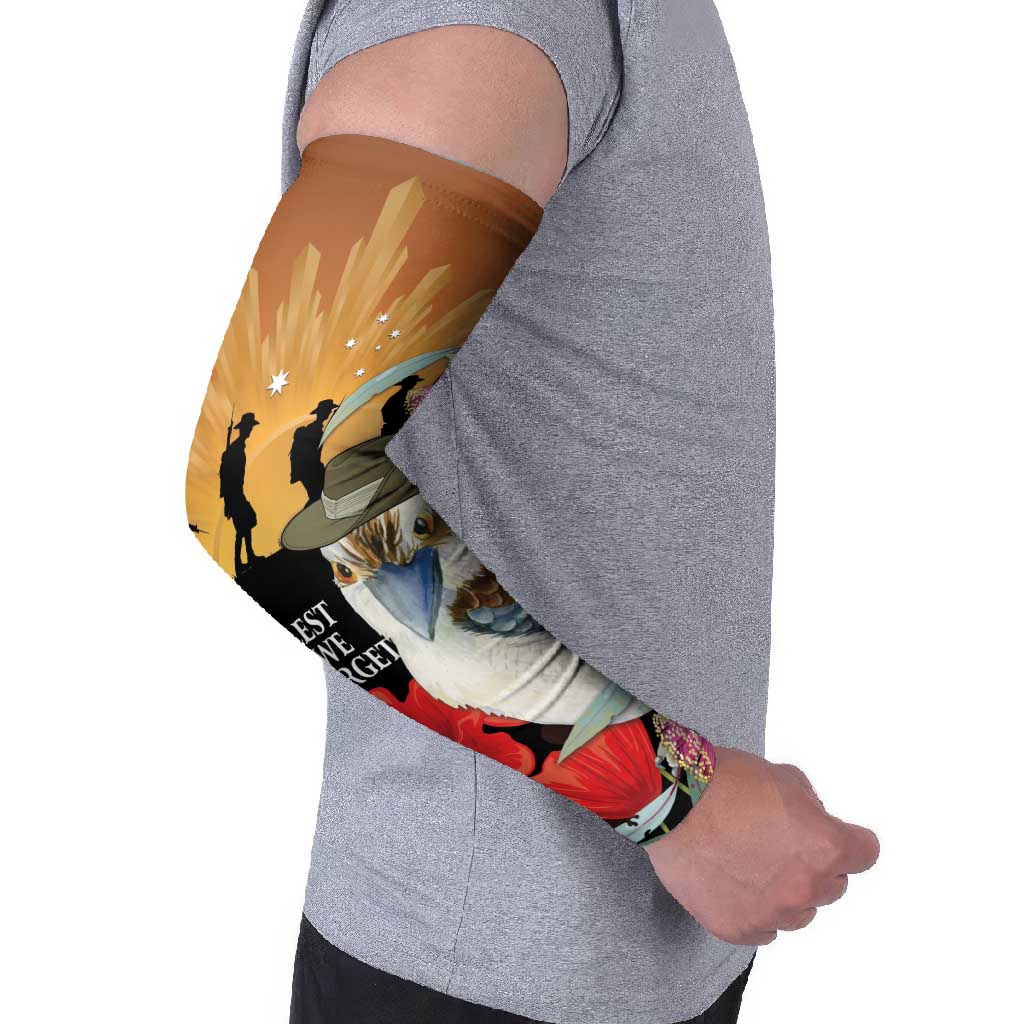 Australia Kookaburra ANZAC Day Arm Sleeves Rising Sun 25th April Poppy Eucalyptus Blossoms - Aussie Hoodie