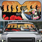 Australia Kookaburra ANZAC Day Auto Sun Shade Rising Sun 25th April Poppy Eucalyptus Blossoms - Aussie Hoodie