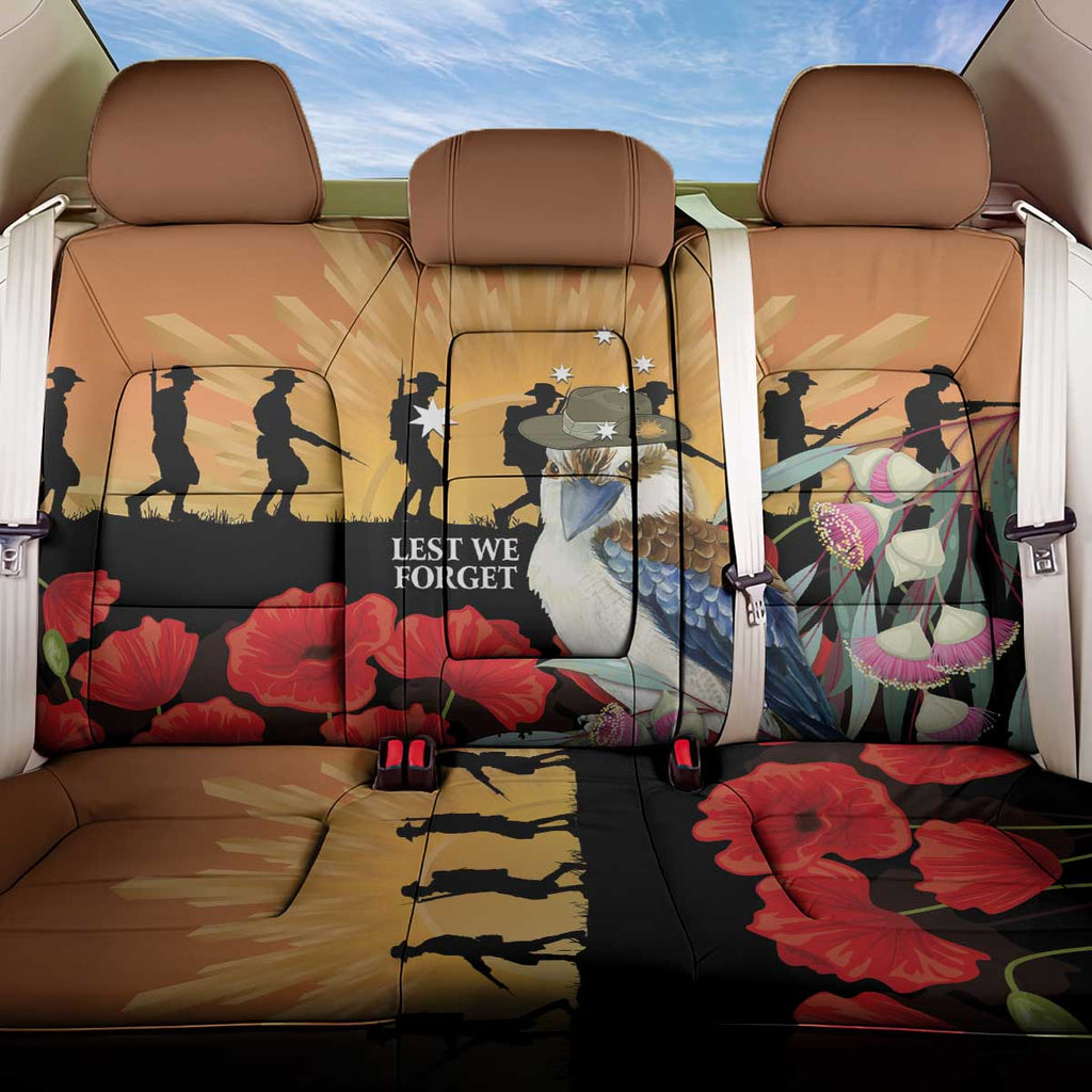 Australia Kookaburra ANZAC Day Back Car Seat Cover Rising Sun 25th April Poppy Eucalyptus Blossoms - Aussie Hoodie