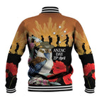 Australia Kookaburra ANZAC Day Baseball Jacket Rising Sun 25th April Poppy Eucalyptus Blossoms - Aussie Hoodie