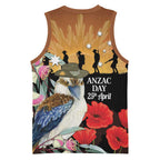 Australia Kookaburra ANZAC Day Basketball Jersey Rising Sun 25th April Poppy Eucalyptus Blossoms - Aussie Hoodie