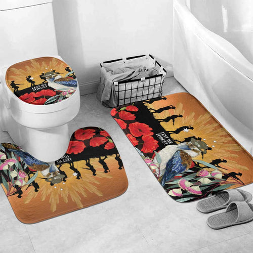 Australia Kookaburra ANZAC Day Bathroom Set Rising Sun 25th April Poppy Eucalyptus Blossoms - Aussie Hoodie