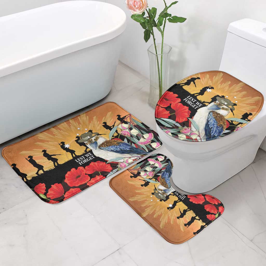Australia Kookaburra ANZAC Day Bathroom Set Rising Sun 25th April Poppy Eucalyptus Blossoms - Aussie Hoodie