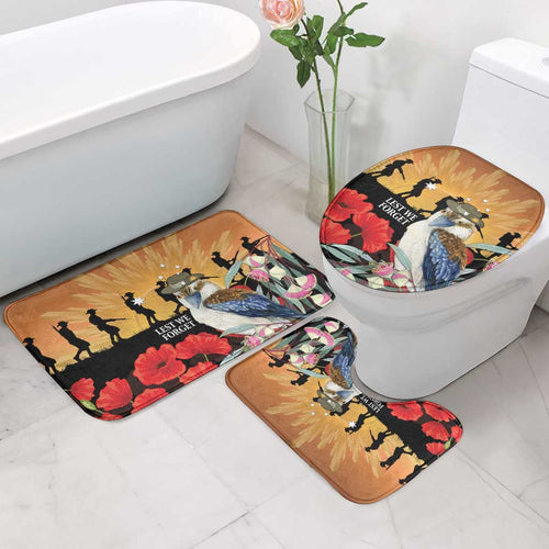 Australia Kookaburra ANZAC Day Bathroom Set Rising Sun 25th April Poppy Eucalyptus Blossoms - Aussie Hoodie