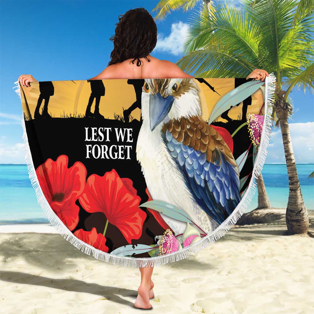 Australia Kookaburra ANZAC Day Beach Blanket Rising Sun 25th April Poppy Eucalyptus Blossoms - Aussie Hoodie