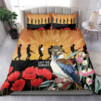Australia Kookaburra ANZAC Day Bedding Set Rising Sun 25th April Poppy Eucalyptus Blossoms - Aussie Hoodie