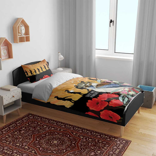 Australia Kookaburra ANZAC Day Bedding Set Rising Sun 25th April Poppy Eucalyptus Blossoms - Aussie Hoodie