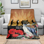 Australia Kookaburra ANZAC Day Blanket Rising Sun 25th April Poppy Eucalyptus Blossoms - Aussie Hoodie