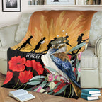 Australia Kookaburra ANZAC Day Blanket Rising Sun 25th April Poppy Eucalyptus Blossoms - Aussie Hoodie