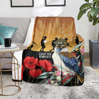Australia Kookaburra ANZAC Day Blanket Rising Sun 25th April Poppy Eucalyptus Blossoms - Aussie Hoodie