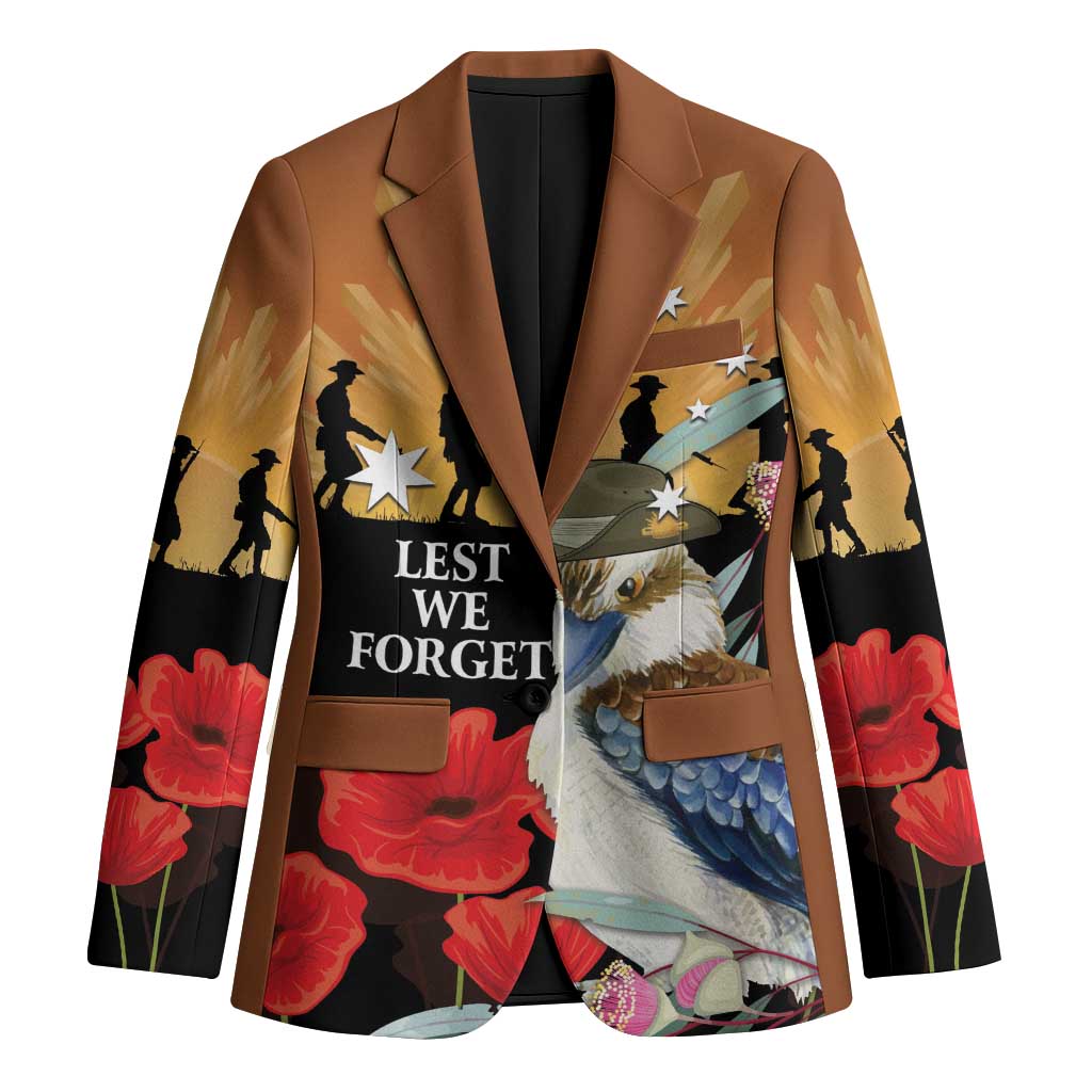 Australia Kookaburra ANZAC Day Blazer Rising Sun 25th April Poppy Eucalyptus Blossoms - Aussie Hoodie