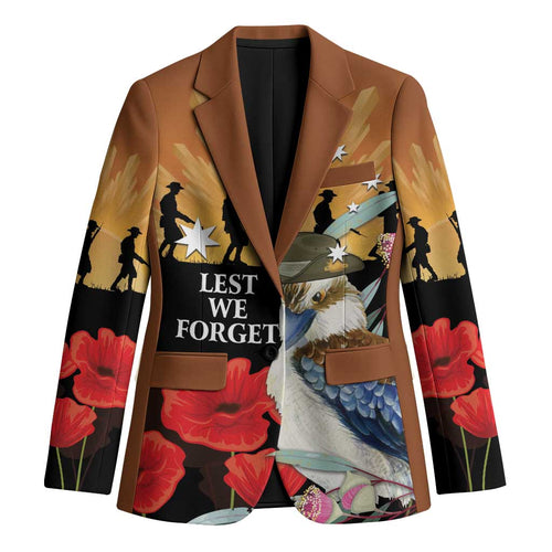 Australia Kookaburra ANZAC Day Blazer Rising Sun 25th April Poppy Eucalyptus Blossoms - Aussie Hoodie