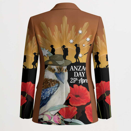 Australia Kookaburra ANZAC Day Blazer Rising Sun 25th April Poppy Eucalyptus Blossoms - Aussie Hoodie