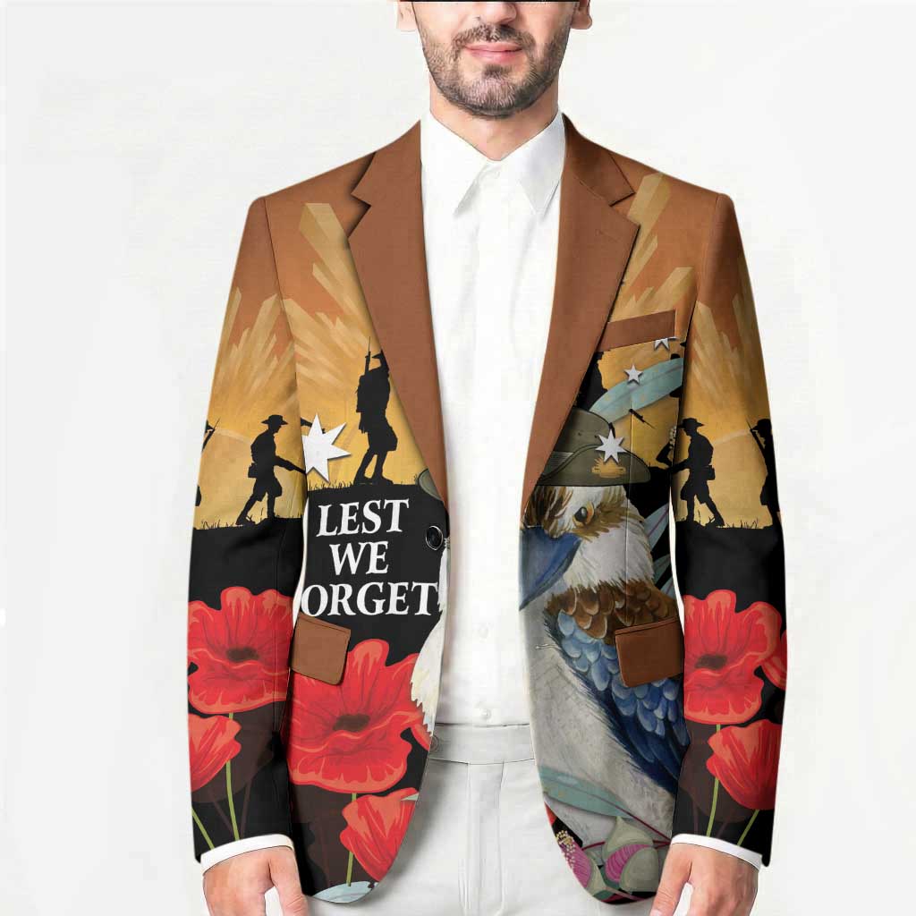 Australia Kookaburra ANZAC Day Blazer Rising Sun 25th April Poppy Eucalyptus Blossoms - Aussie Hoodie