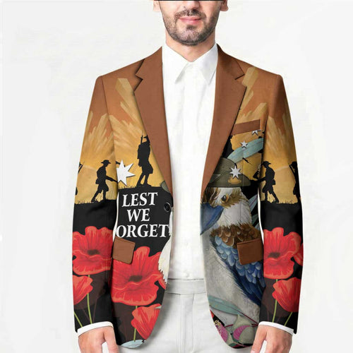 Australia Kookaburra ANZAC Day Blazer Rising Sun 25th April Poppy Eucalyptus Blossoms - Aussie Hoodie