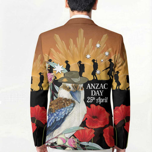 Australia Kookaburra ANZAC Day Blazer Rising Sun 25th April Poppy Eucalyptus Blossoms - Aussie Hoodie
