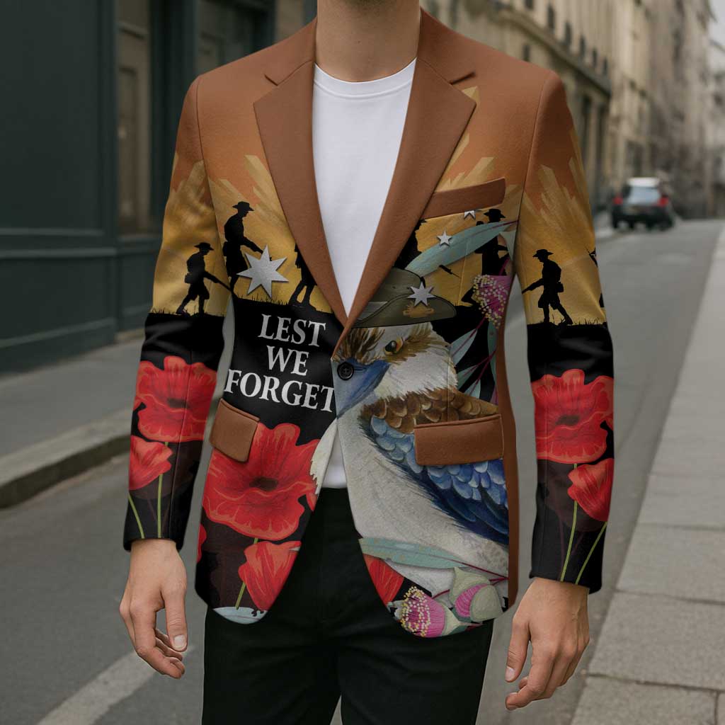 Australia Kookaburra ANZAC Day Blazer Rising Sun 25th April Poppy Eucalyptus Blossoms - Aussie Hoodie