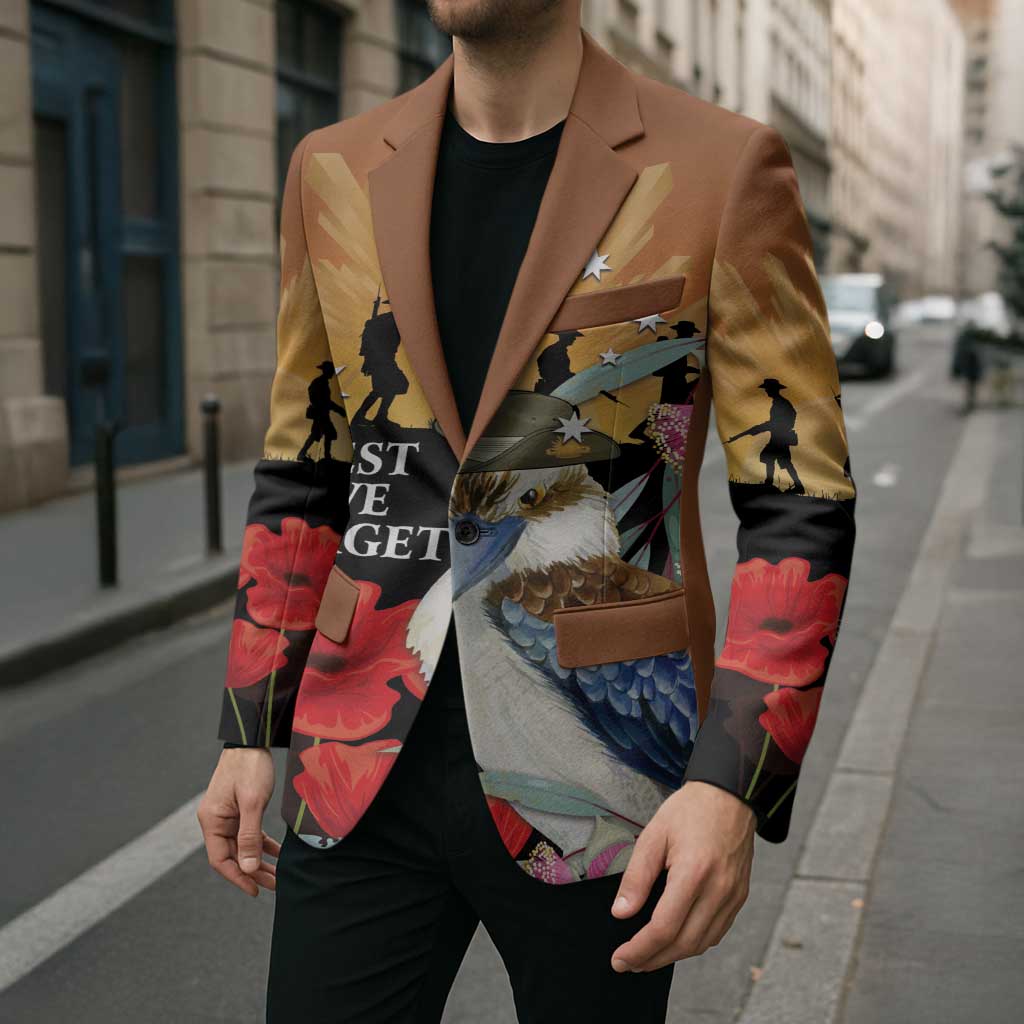 Australia Kookaburra ANZAC Day Blazer Rising Sun 25th April Poppy Eucalyptus Blossoms - Aussie Hoodie