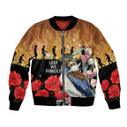 Australia Kookaburra ANZAC Day Bomber Jacket Rising Sun 25th April Poppy Eucalyptus Blossoms - Aussie Hoodie