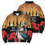 Australia Kookaburra ANZAC Day Bomber Puffer Jacket Rising Sun 25th April Poppy Eucalyptus Blossoms - Aussie Hoodie