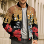 Australia Kookaburra ANZAC Day Bomber Puffer Jacket Rising Sun 25th April Poppy Eucalyptus Blossoms - Aussie Hoodie